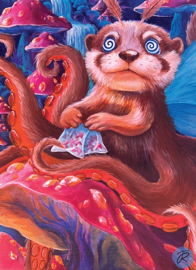 Octty with Mushrooms in acrylic on canvas